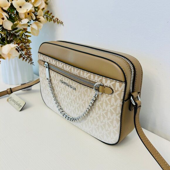 Michael Kors Purse Jet Set Ombré Signature Logo Crossbody Body Bag Husk - Picture 2 of 8